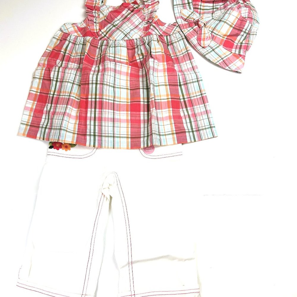 NWT Gymboree Girl Rolled-Up Cropped Capri, Plaid Swing Tank & Plaid Hat Size 2T